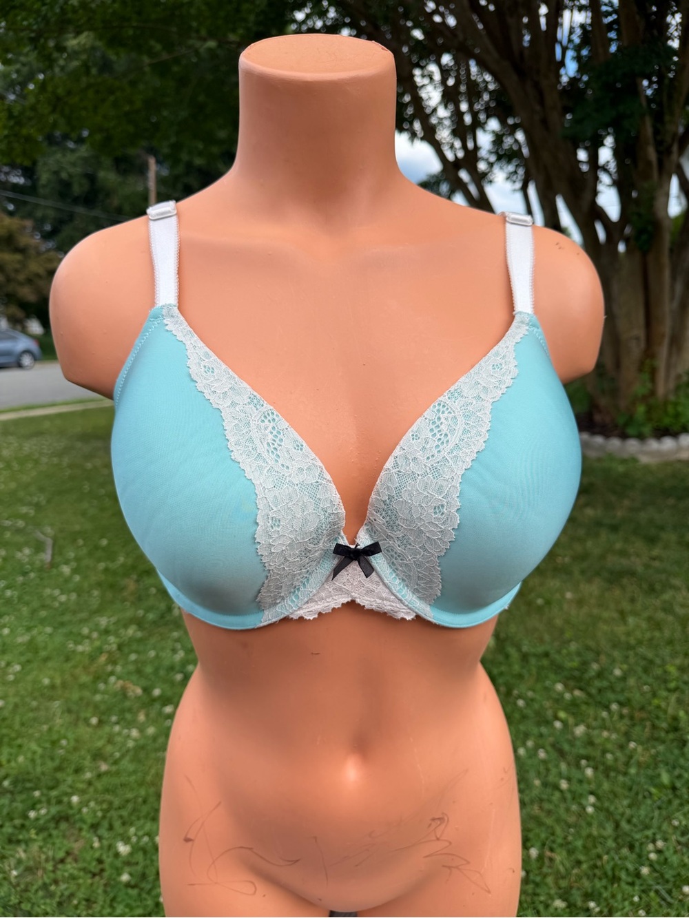 VictorLight Blue Lace-Trim Push-Up Bra